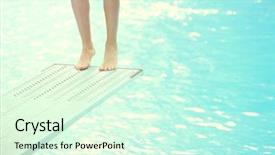  Presentation with diving board - Colorful PPT theme enhanced with feet on a diving board backdrop and a soft green colored foreground