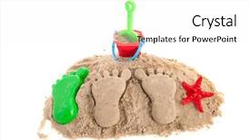  Presentation with black 3d plastic print texture - Cool new slide set with feet prints and plastic toys backdrop and a white colored foreground