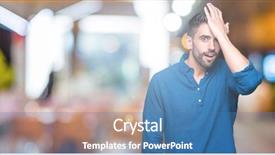  Presentation with memory - Cool new slide deck with fehler - young handsome man over isolated backdrop and a  colored foreground