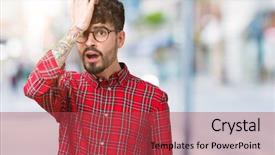  Presentation with elegant man in glasses optics - Theme having fehler - young handsome man wearing glasses background and a  colored foreground