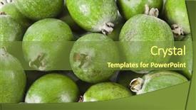  Presentation with fruit - Theme featuring feijoa fruit acca sellowiana close up top view surface background background and a tawny brown colored foreground