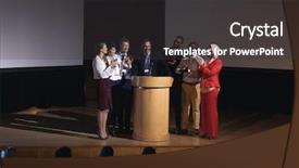  Presentation with business success - Slide set featuring millenials seminar - front view of mixed race background and a dark gray colored foreground