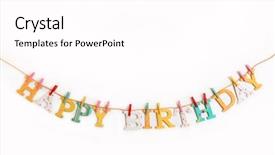  Presentation with happy birthday - Beautiful slide set featuring birthday text with wooden letters backdrop and a pink colored foreground