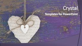  Presentation with purple heart - Cool new slide deck with feel good - heart shape on purple wooden backdrop and a gray colored foreground