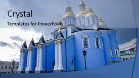  Presentation with ukraine - Presentation theme consisting of christian fellowship - kiev ukraine - saint michael's background and a light blue colored foreground