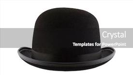  Presentation with old photographs black and white - Colorful PPT theme enhanced with felt - black bowler hat isolated backdrop and a black colored foreground