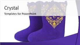  Presentation with ornament - Theme having felt boots with ornament isolated on white background background and a white colored foreground