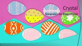  Presentation with craft - PPT layouts featuring felt easter eggs on craft paper background background and a coral colored foreground