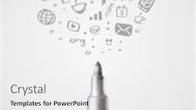  Presentation with social media - PPT theme enhanced with felt-pen-close-up background and a white colored foreground