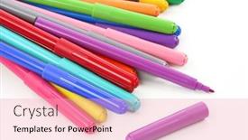  Presentation with fresh water splash green apple isolated white - Audience pleasing PPT theme consisting of felt-tip-markers-isolated backdrop and a lemonade colored foreground