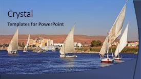 Presentation with nile river - Presentation design enhanced with feluccas sailing on the river background and a light blue colored foreground