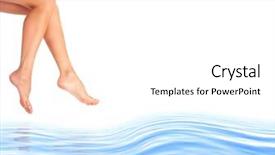  Presentation with clean water - Amazing slide deck having fem - beautiful woman legs over clean backdrop and a white colored foreground