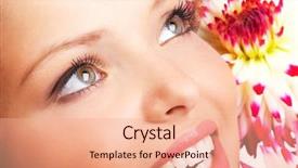  Presentation with bunch - Presentation design featuring fem - happy young smiling woman background and a coral colored foreground