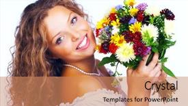  Presentation with college education happy smiling - PPT layouts featuring fem - happy young smiling woman background and a coral colored foreground