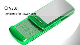  Presentation with phone - PPT theme consisting of fem - mobile phone over white background background and a white colored foreground