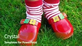  Presentation with shoes - Beautiful presentation theme featuring fem - my wooden red shoes backdrop and a forest green colored foreground