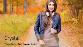  Presentation with listening woman - Amazing slides having fem - portrait of a beautiful young backdrop and a yellow colored foreground