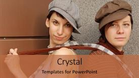  Presentation with helping others two hands woman - Audience pleasing PPT theme consisting of fem - two woman's outdoor portrait backdrop and a red colored foreground