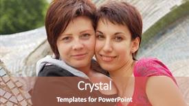  Presentation with women - Audience pleasing theme consisting of fem - women couple outdoor backdrop and a coral colored foreground