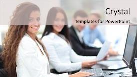  Presentation with financial report - Colorful PPT layouts enhanced with female accountant prepares financial report backdrop and a lemonade colored foreground