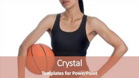  Presentation with basketball female - Presentation consisting of female african american basketball player background and a coral colored foreground