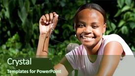  Presentation with youth - Slides featuring female african american student outdoors background and a tawny brown colored foreground