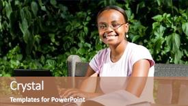  Presentation with youth - Presentation theme having female african american student studying background and a coral colored foreground