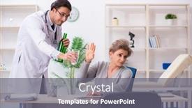  Presentation with alcoholic - PPT theme having female alcoholic visiting young male doctor background and a gray colored foreground