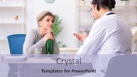  Presentation with alcoholic - PPT theme with female alcoholic visiting young male doctor background and a light blue colored foreground