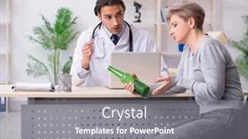 Presentation with alcoholic - Cool new slides with female alcoholic visiting young male doctor backdrop and a gray colored foreground