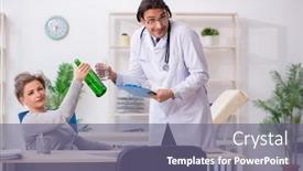  Presentation with alcoholic - Cool new PPT layouts with female alcoholic visiting young male doctor backdrop and a gray colored foreground