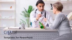 Presentation with alcoholic - Audience pleasing presentation design consisting of female alcoholic visiting young male doctor backdrop and a light gray colored foreground