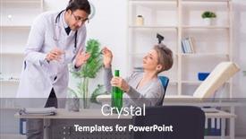  Presentation with alcoholic - Cool new slide deck with female alcoholic visiting young male doctor backdrop and a dark gray colored foreground