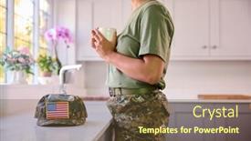  Presentation with kitchen - Theme consisting of female-american-soldier-in-uniform background and a tawny brown colored foreground