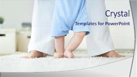  Presentation with baby walk - Amazing slides having female and little baby backdrop and a sky blue colored foreground