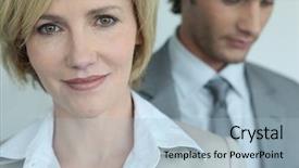  Presentation with black male female fashion - Cool new presentation with female and male executive backdrop and a light blue colored foreground