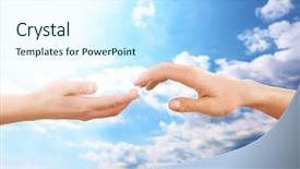  Presentation with hands reaching up - Amazing PPT layouts having female and male hands reaching backdrop and a cool aqua colored foreground