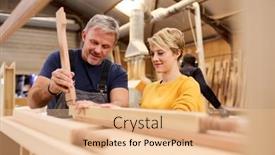  Presentation with skills - Slides having female-apprentice-learning-skills background and a coral colored foreground