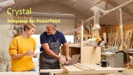  Presentation with skills - PPT theme featuring female-apprentice-learning-skills background and a  colored foreground