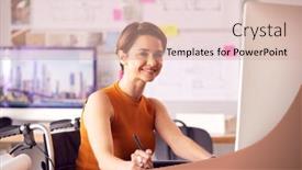  Presentation with female office graphics - Colorful presentation enhanced with female-architect-in-office-working backdrop and a soft green colored foreground