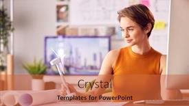  Presentation with wind energy - Audience pleasing presentation theme consisting of female-architect-in-office-working backdrop and a red colored foreground