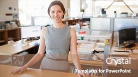  Presentation with architect - Audience pleasing PPT theme consisting of female architect in open plan backdrop and a coral colored foreground