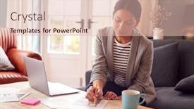  Presentation with designs - Presentation theme consisting of female-architect-or-interior-designer background and a lemonade colored foreground