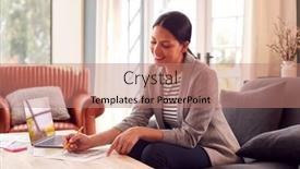  Presentation with designs - Presentation theme featuring female-architect-or-interior-designer background and a  colored foreground