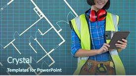  Presentation with digital earth abstract blue - Audience pleasing PPT layouts consisting of female architect using digital tablet backdrop and a ocean colored foreground