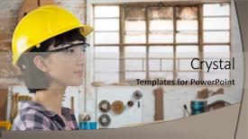  Presentation with architect - Cool new presentation theme with female architect wearing hard hat backdrop and a mint green colored foreground