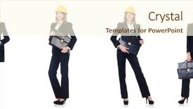  Presentation with brown sugar isolated on white - Slide deck enhanced with female architect with bag isolated background and a cream colored foreground