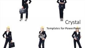  Presentation with loot bag - Amazing PPT theme having female architect with bag isolated backdrop and a white colored foreground