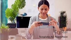  Presentation with architect - Slide deck having female-architect-working-in-office background and a  colored foreground