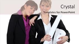  Presentation with architects - Slide set enhanced with female architects background and a soft green colored foreground